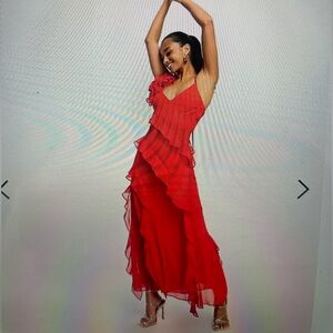 Evereve Red Ruffled Tiered Maxi Dress